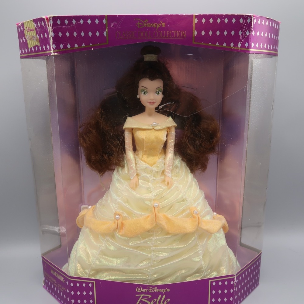 Disney Classic Belle Doll Yellow Ball Gown in Damaged Box